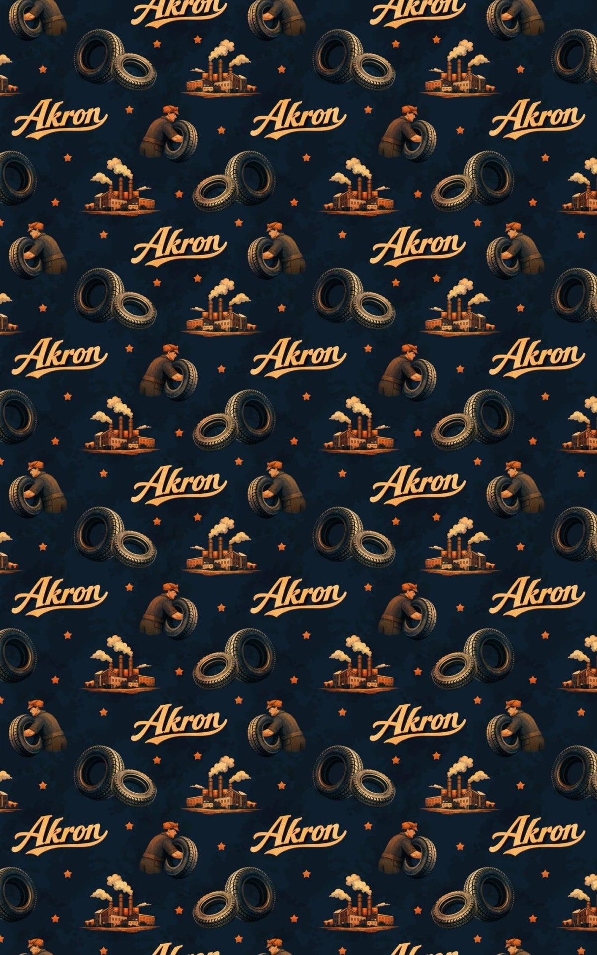 Akron Tire Town Twilight - London Penny Gift Wrap