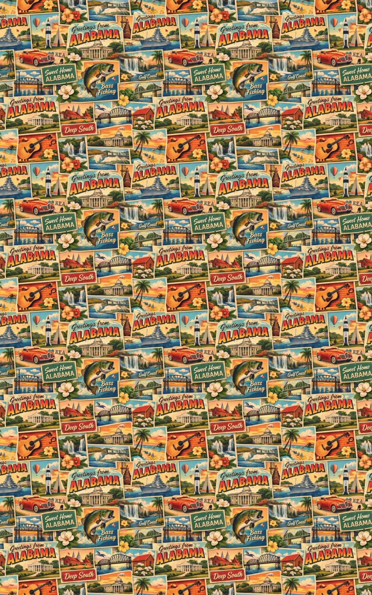 Alabama Postcard Memories - London Penny Gift Wrap