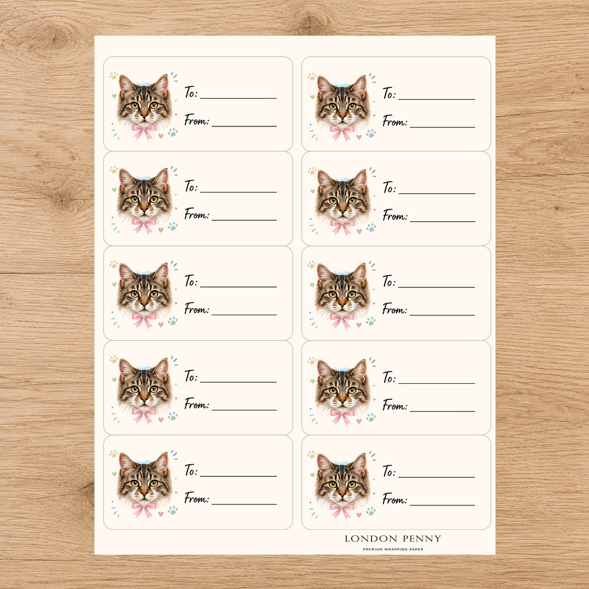American Bobtail Purrfectly Yours Gift Tag Sticker Sheet