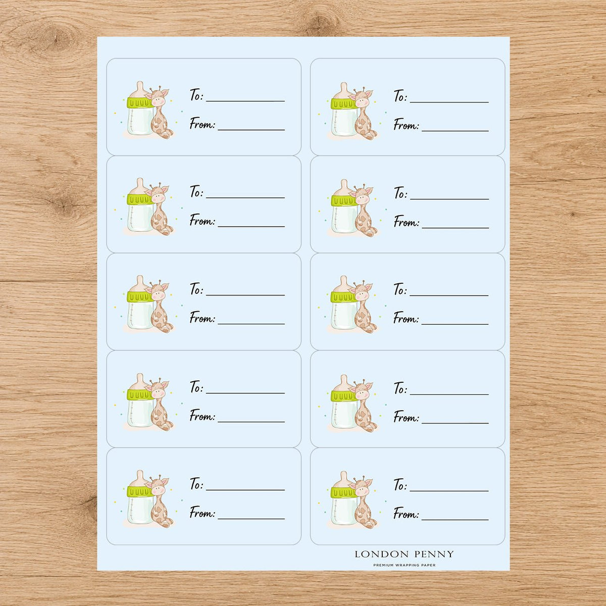Baby’s Little Helper Gift Tag Sticker Sheet - London Penny Gift Wrap