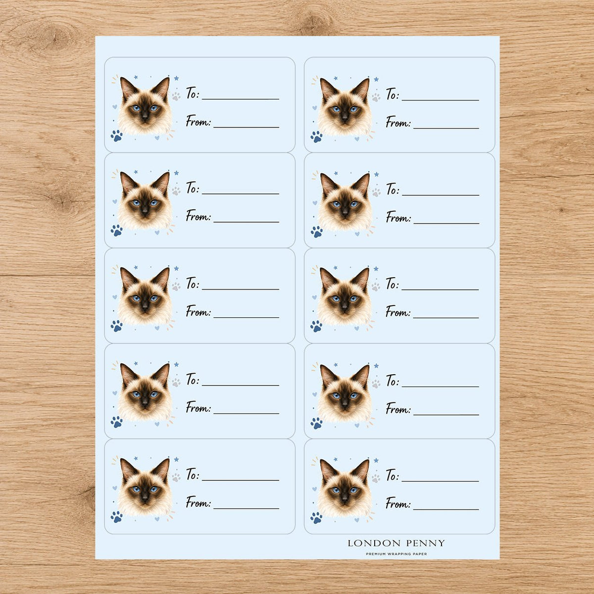 Balinese Pawprint Wishes Gift Tag Sticker Sheet - London Penny Gift Wrap