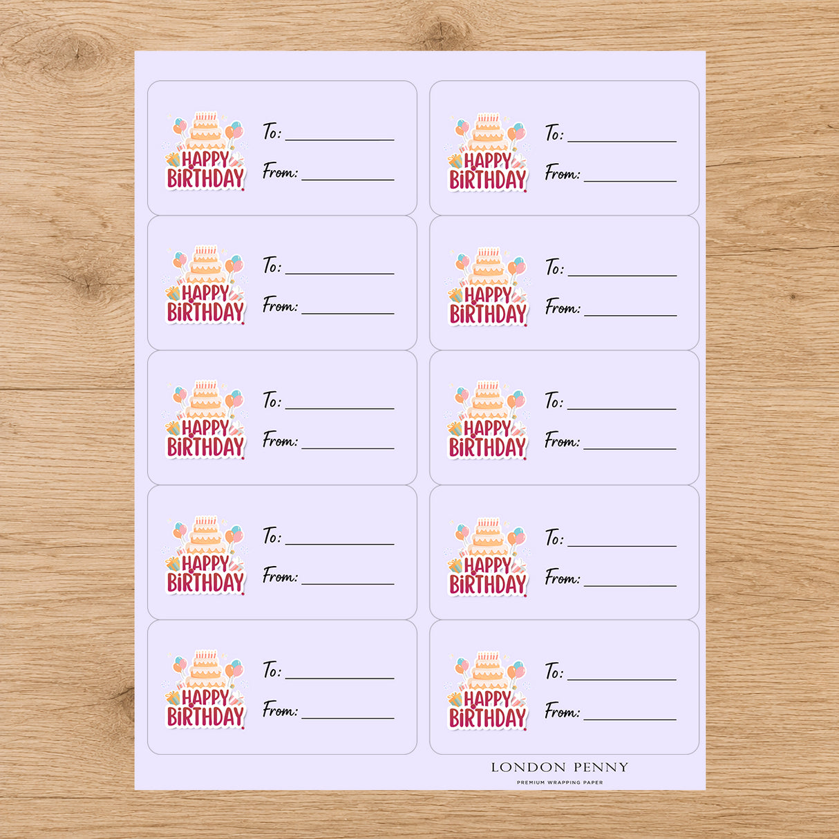Big Birthday Wishes Gift Tag Sticker Sheet