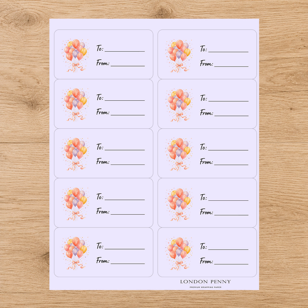 Birthday Balloon Bouquet Gift Tag Sticker Sheet