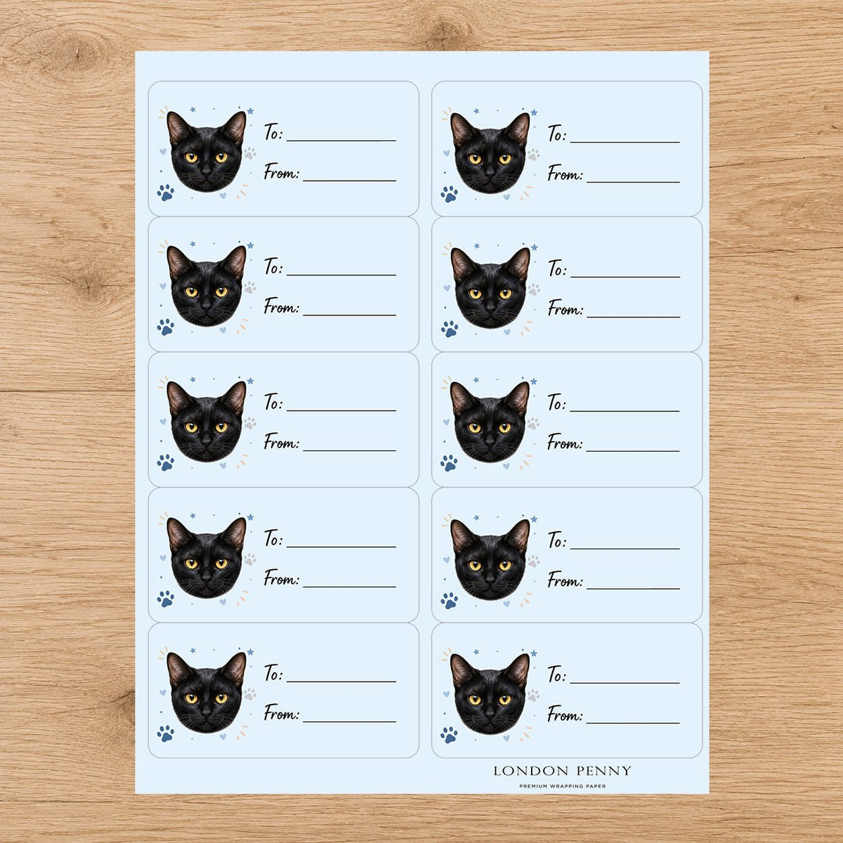 Bombay Pawprint Wishes Gift Tag Sticker Sheet - London Penny Gift Wrap