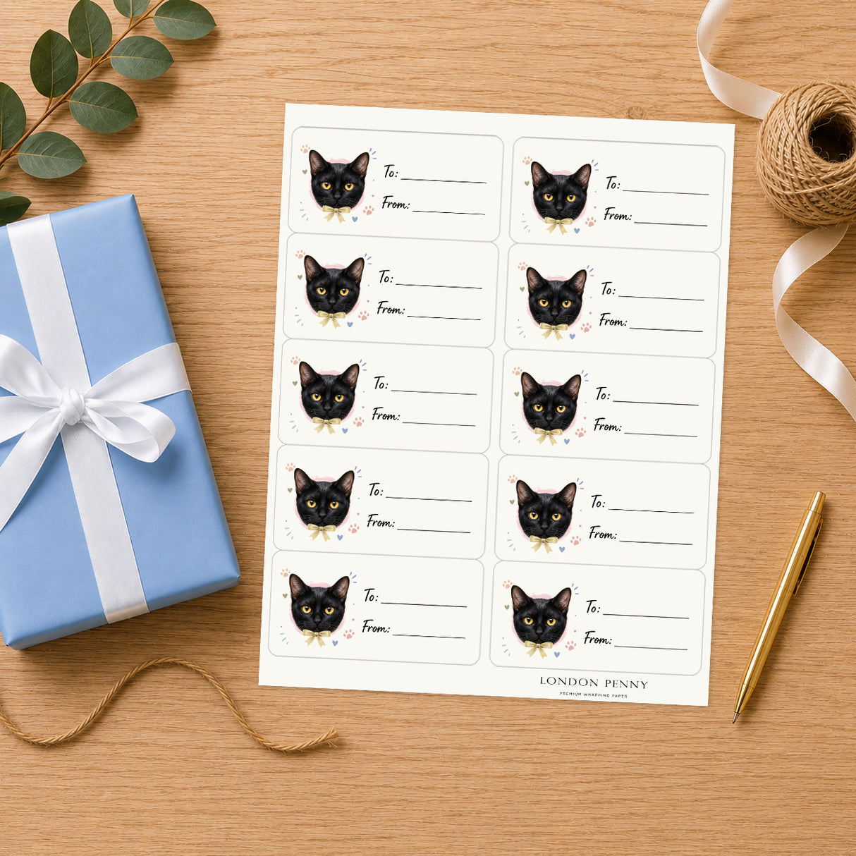 Bombay Purrfectly Yours Gift Tag Sticker Sheet