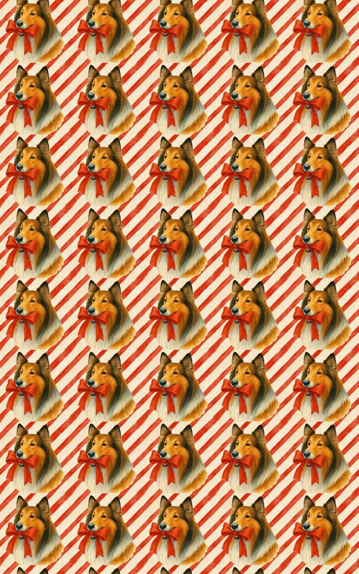 Candy Cane Collies - London Penny Gift Wrap