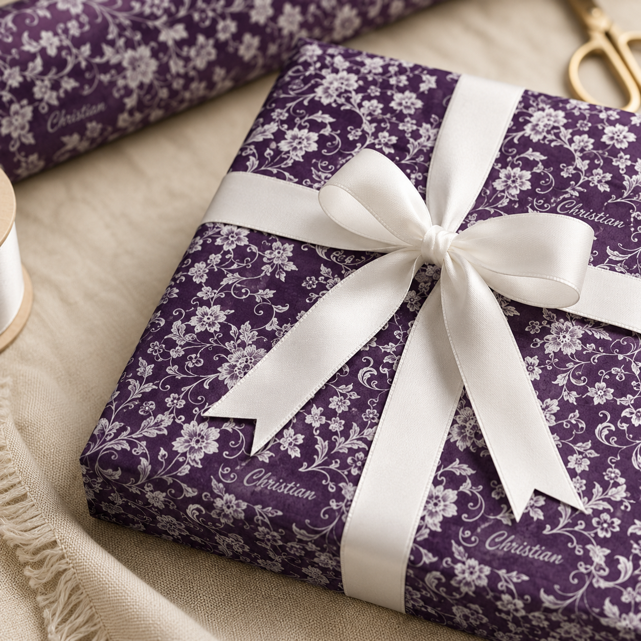 Personalized Ivory Lace Wrapping Paper | Custom Gift Wrap