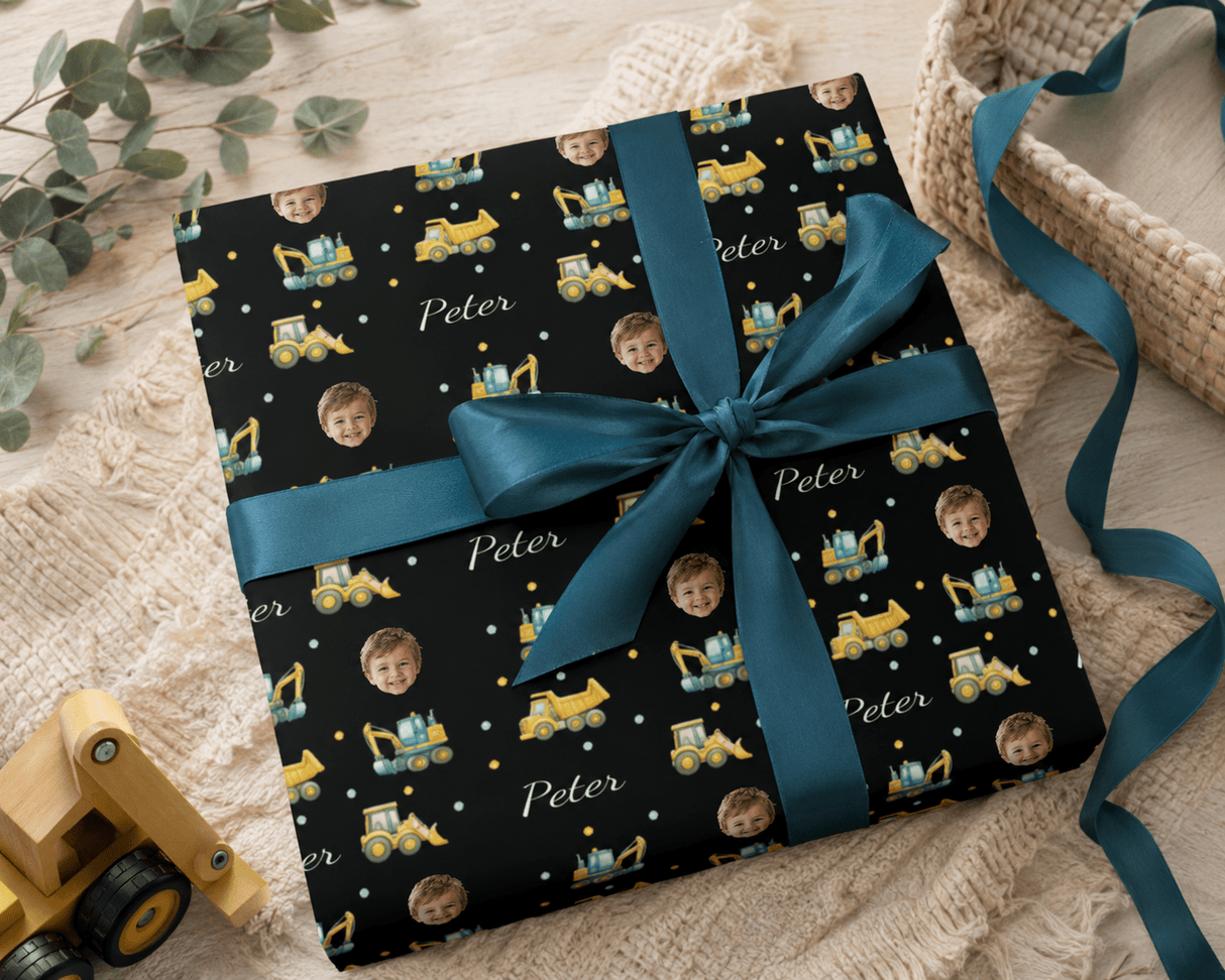Personalized Under Construction Kid's Wrapping Paper | Custom Gift Wrap - London Penny Gift Wrap