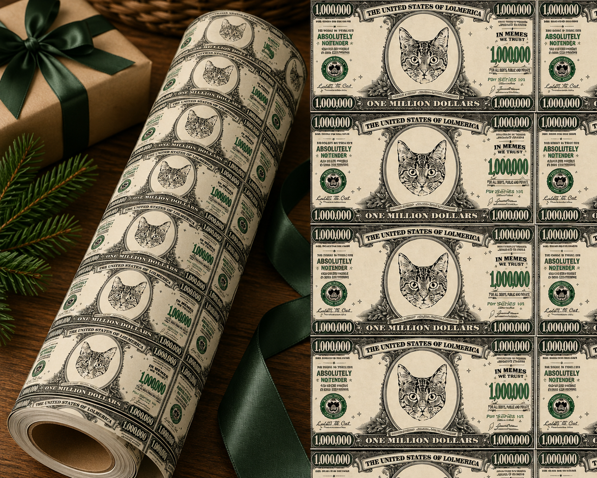 Personalized Million Dollar Bill Wrapping Paper | Custom Gift Wrap