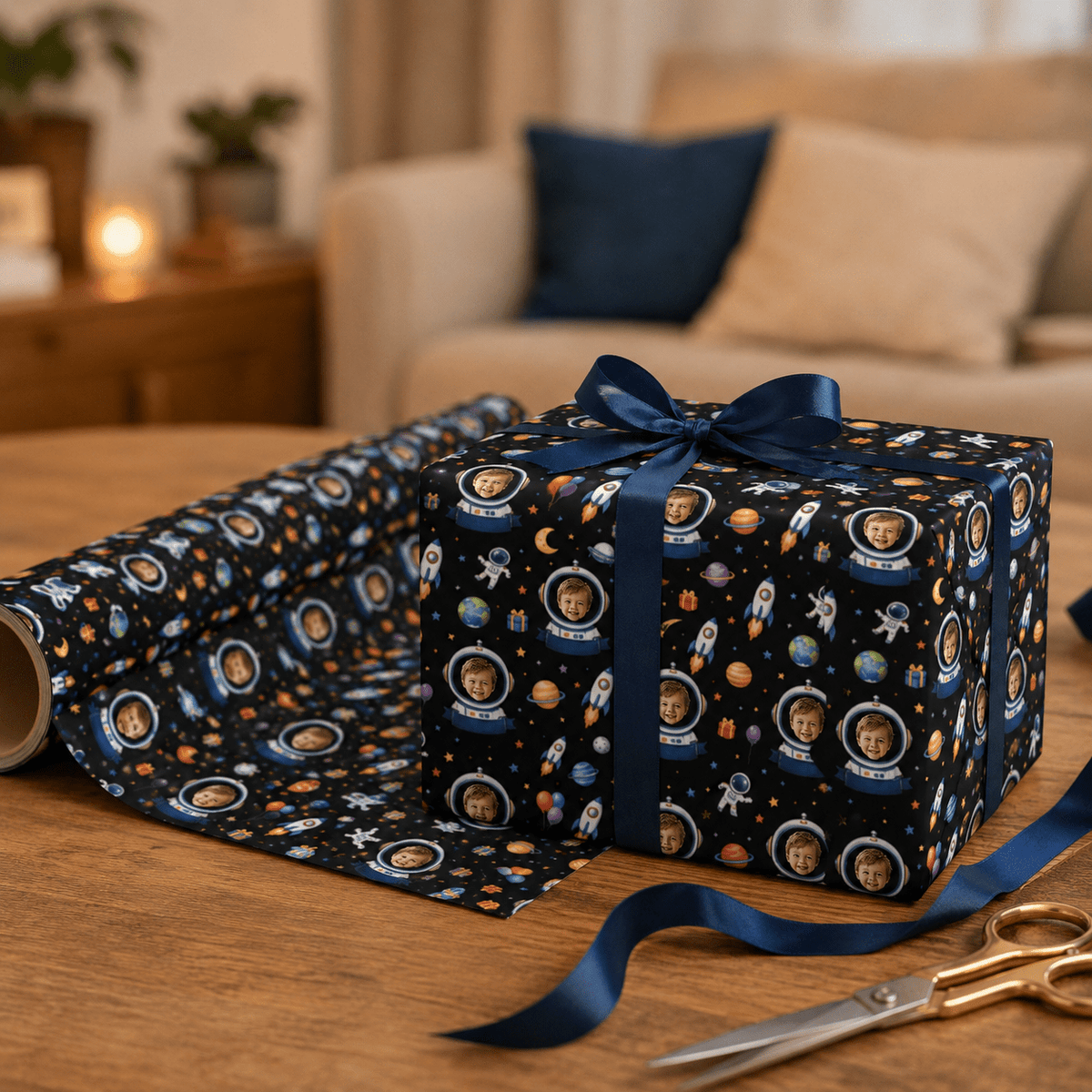Personalized Outer Space Birthday Wrapping Paper | Custom Gift Wrap - London Penny Gift Wrap