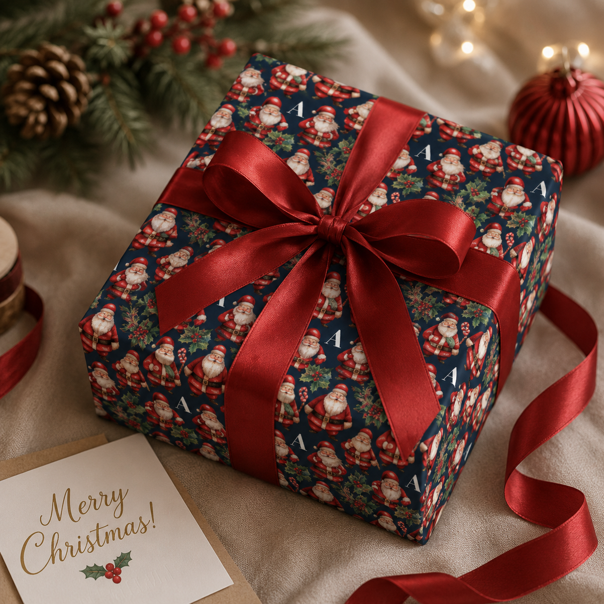 Personalized Candy Cane Lane Wrapping Paper | Custom Gift Wrap