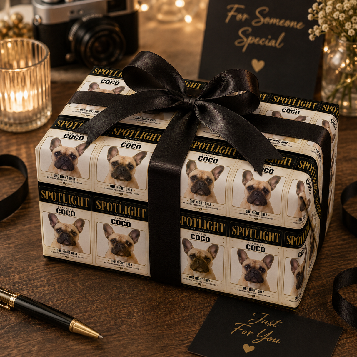 Personalized Playbill Spotlight Wrapping Paper | Custom Gift Wrap
