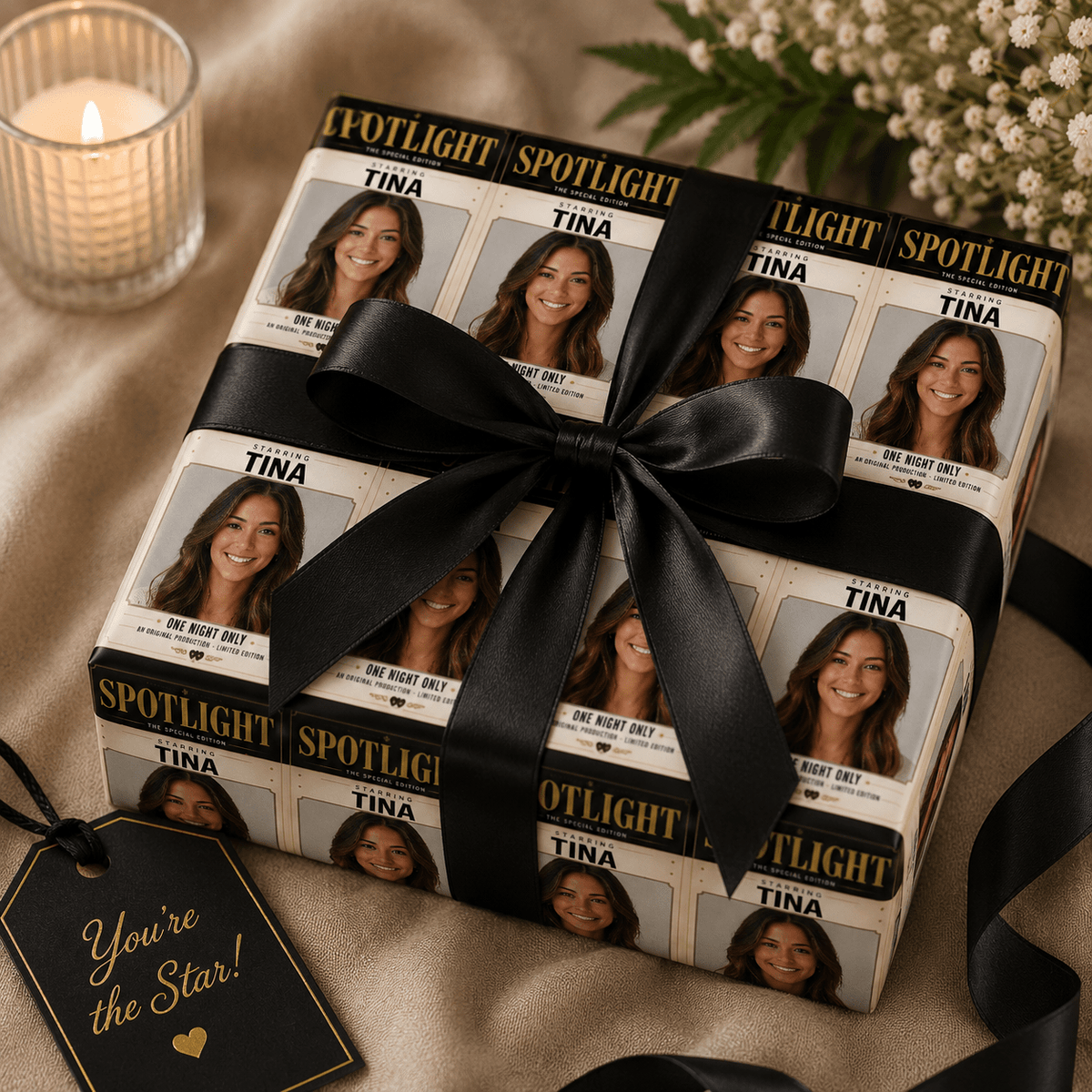Personalized Playbill Spotlight Wrapping Paper | Custom Gift Wrap - London Penny Gift Wrap