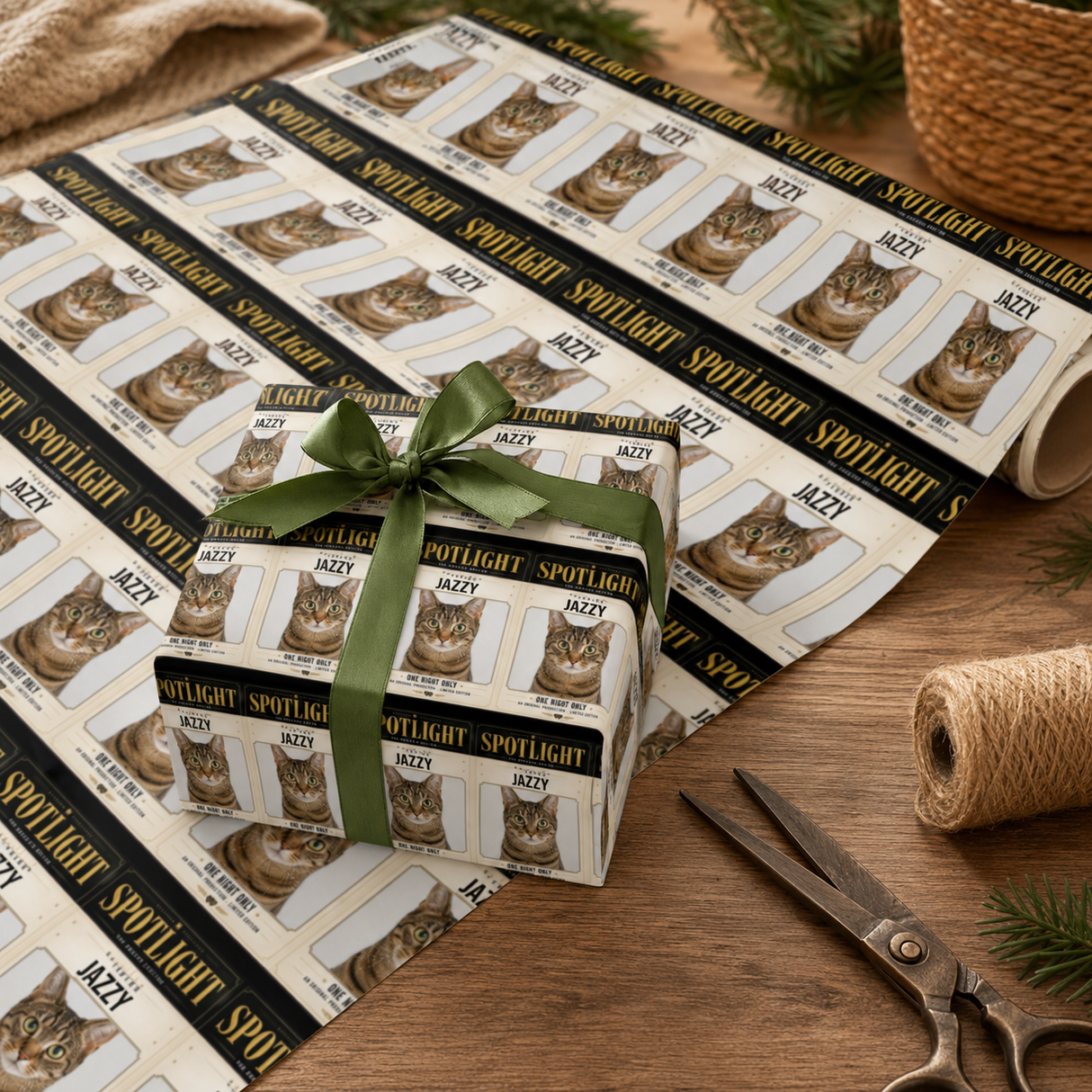 Personalized Playbill Spotlight Wrapping Paper | Custom Gift Wrap