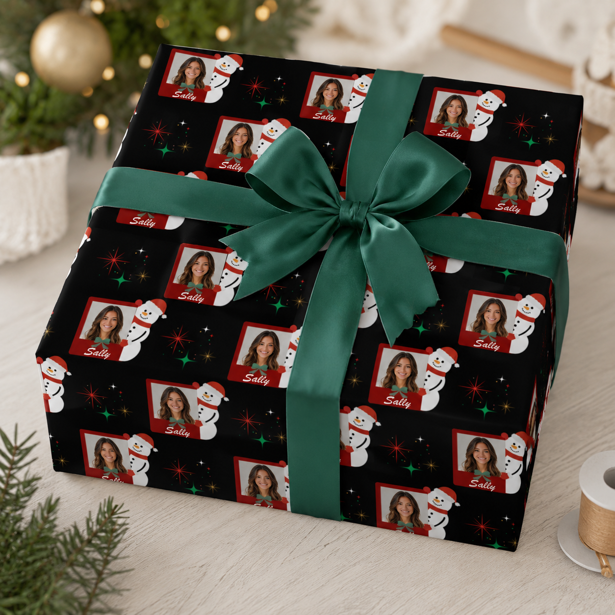Personalized Snowman 6FT Wrapping Paper | Custom Gift Wrap