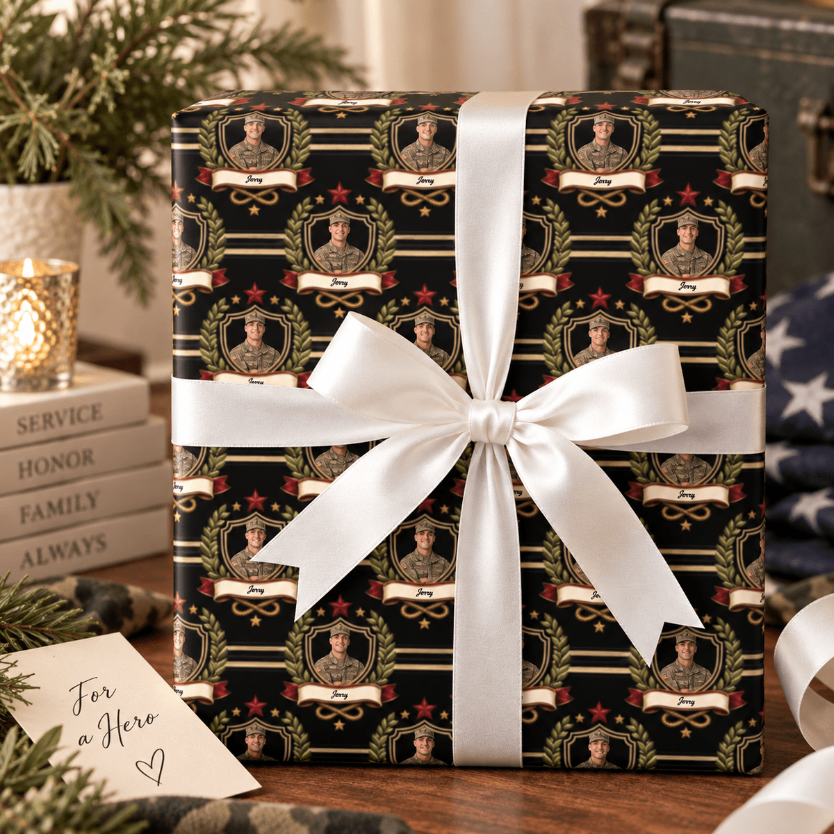Personalized Laurel & Legacy Emblem Wrapping Paper | Custom Gift Wrap - London Penny Gift Wrap