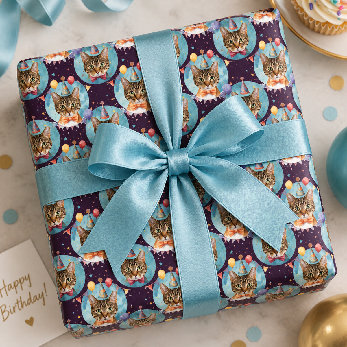 Personalized Birthday Hats Celebration Wrapping Paper | Custom Gift Wrap