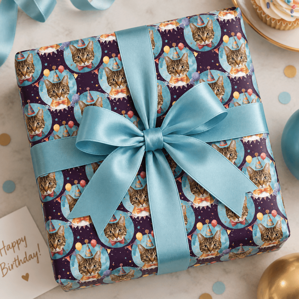 Personalized Birthday Hats Celebration Wrapping Paper | Custom Gift Wrap - London Penny Gift Wrap