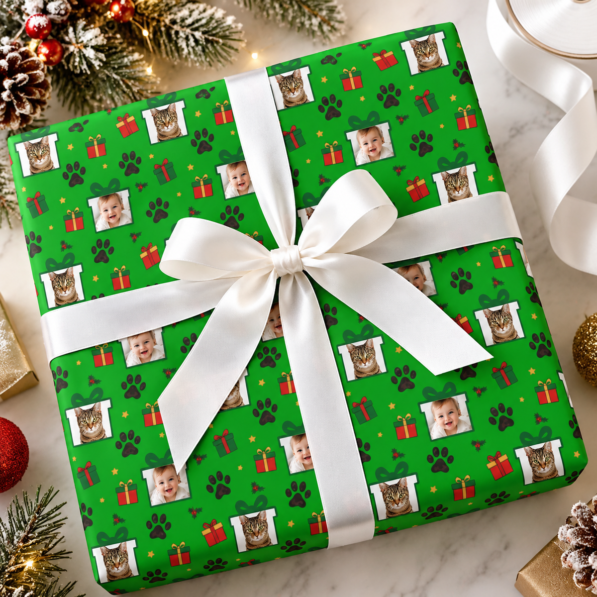 Personalized Paws & Presents Wrapping Paper | Custom Gift Wrap