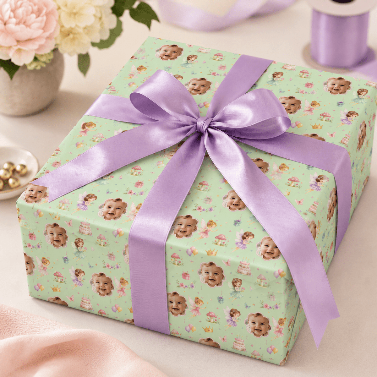 Personalized Fairy Garden Birthday Wrapping Paper | Custom Gift Wrap - London Penny Gift Wrap