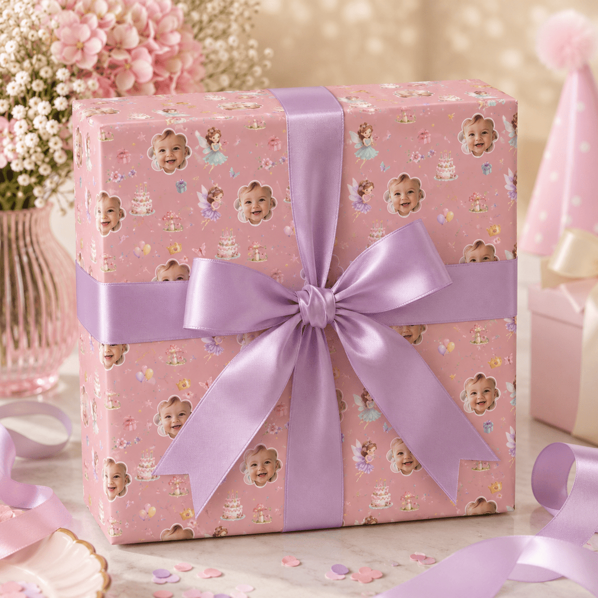 Personalized Fairy Garden Birthday Wrapping Paper | Custom Gift Wrap - London Penny Gift Wrap