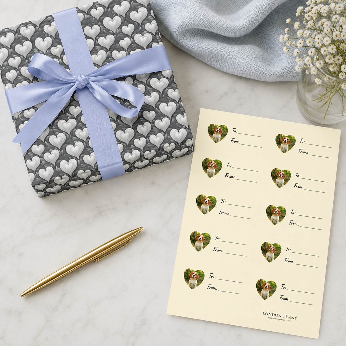 Personalized Picture Perfect Hearts Gift Tag Sticker Sheet