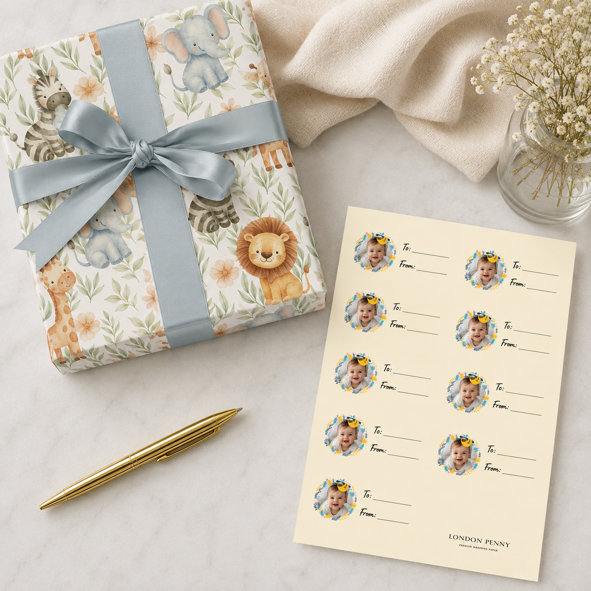 Personalized Sloth Celebration Gift Tag Sticker Sheet