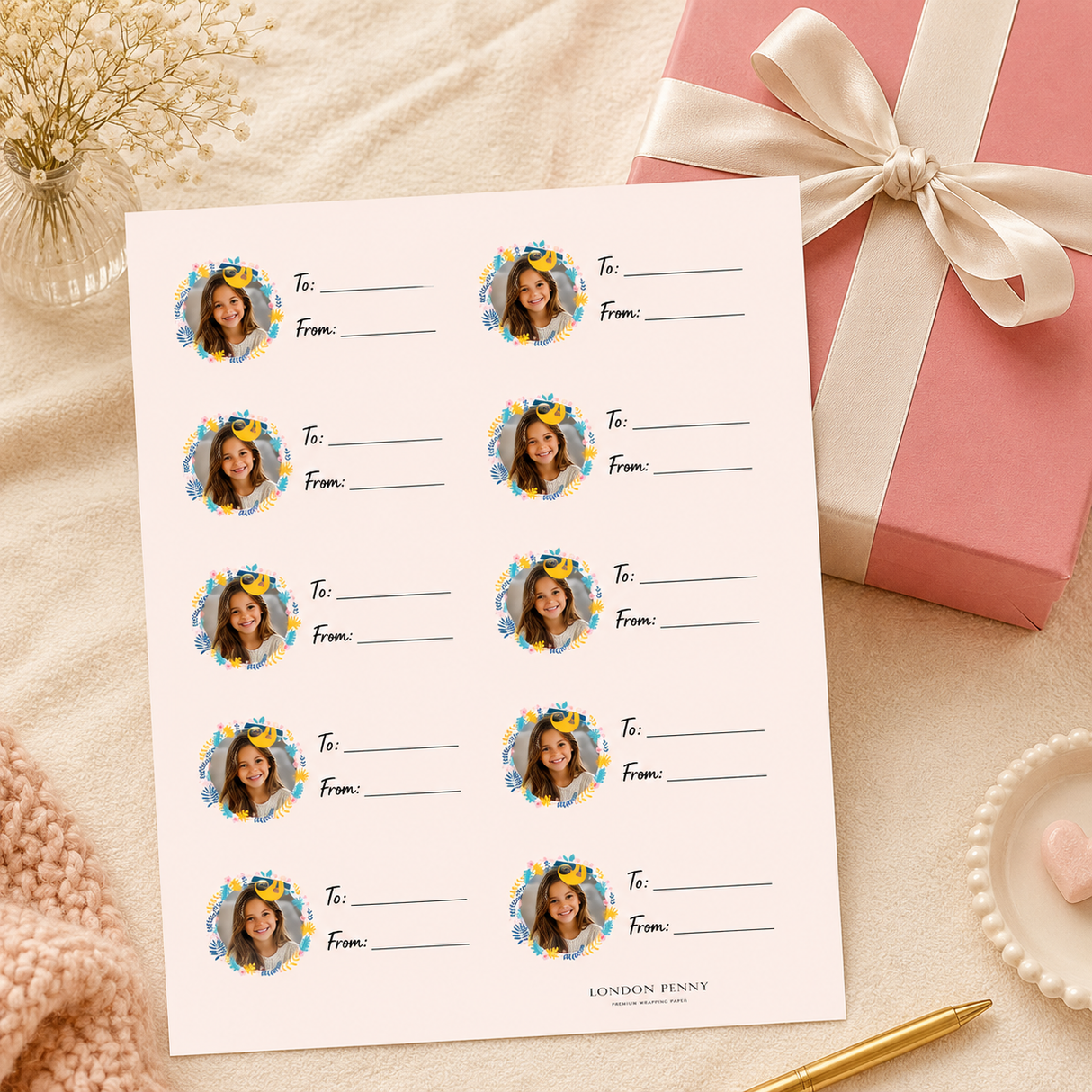 Personalized Sloth Celebration Gift Tag Sticker Sheet