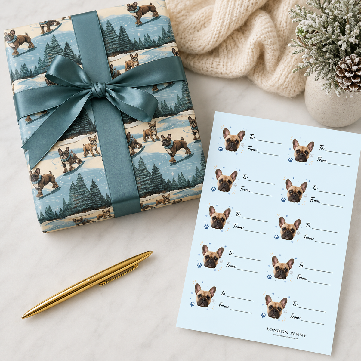 Personalized Dog Paw Print Wishes Gift Tag Sticker Sheet