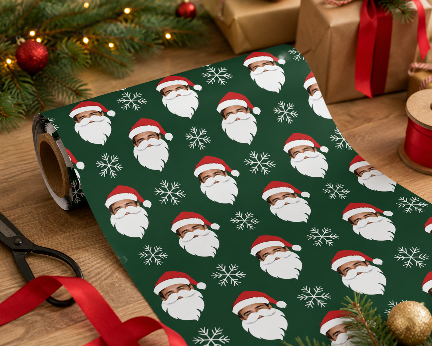 Personalized Santa 6FT Wrapping Paper