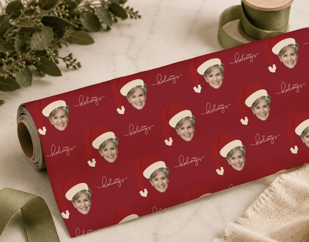 Personalized Santa Hat 6FT Wrapping Paper | Custom Gift Wrap - London Penny Gift Wrap