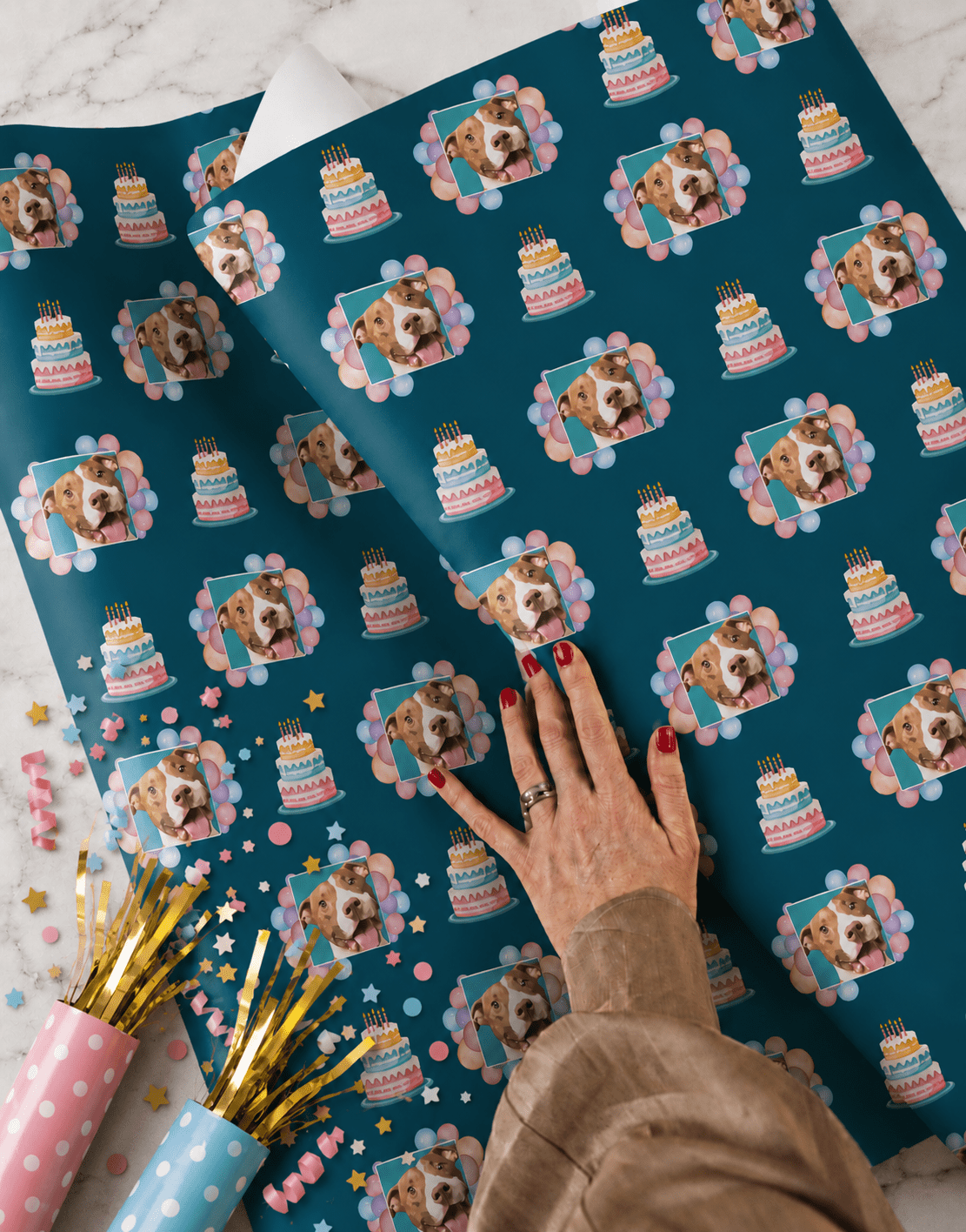 Personalized Birthday Cake 6FT Wrapping Paper | Custom Gift Wrap - London Penny Gift Wrap