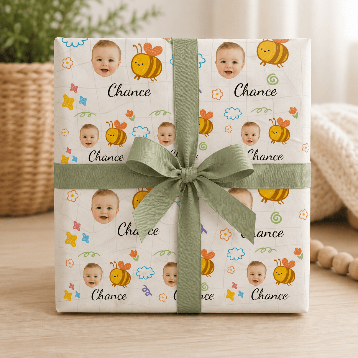 Personalized Bee 6FT Wrapping Paper | Custom Gift Wrap - London Penny Gift Wrap