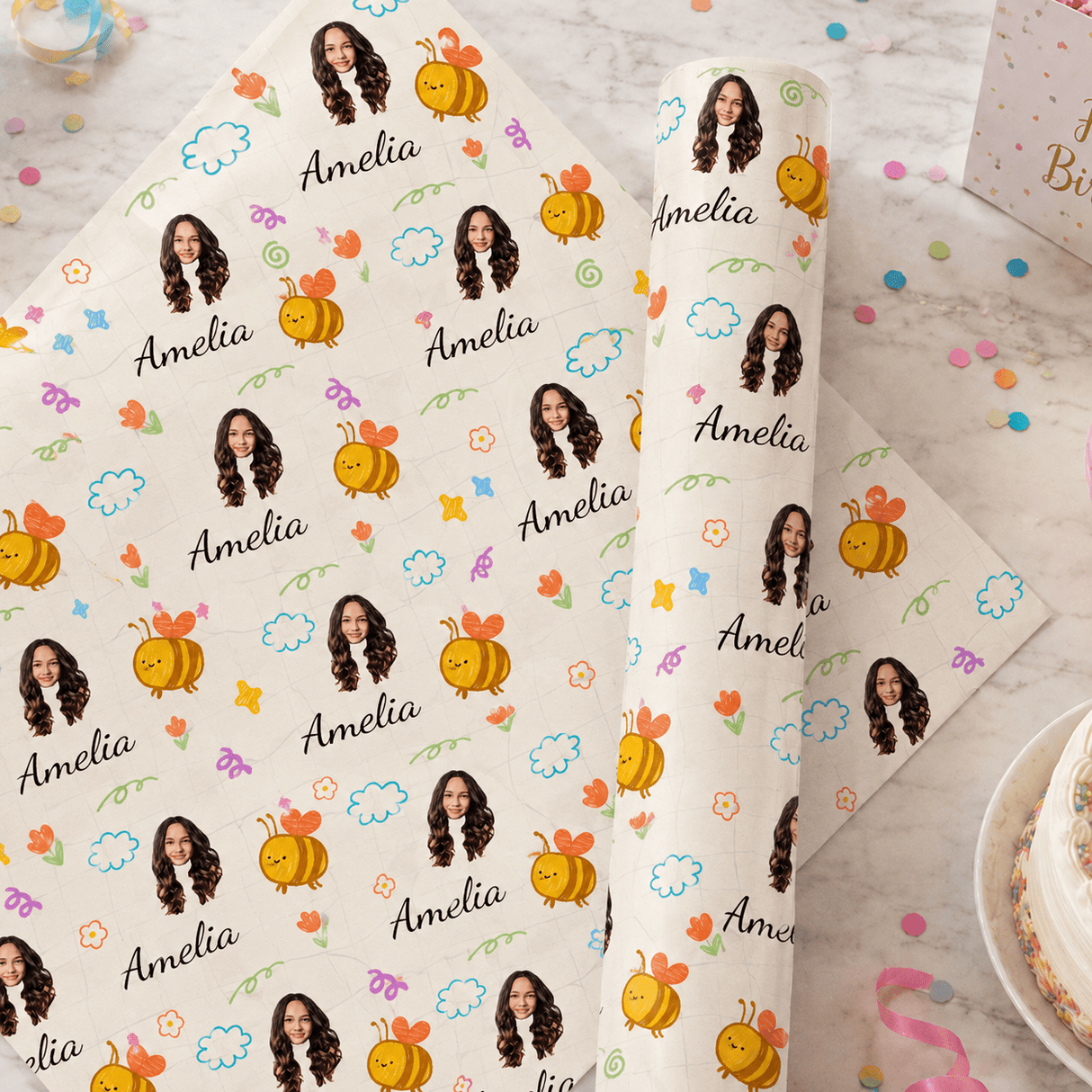 Personalized Bee Wrapping Paper | Custom Gift Wrap - London Penny Gift Wrap