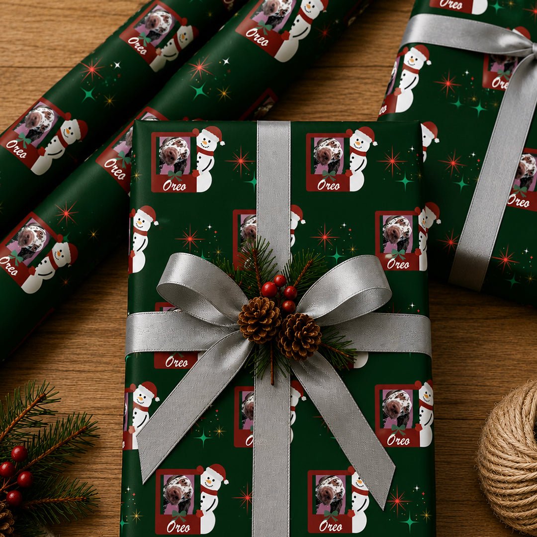 Personalized Snowman Wrapping Paper | Custom Gift Wrap - London Penny Gift Wrap