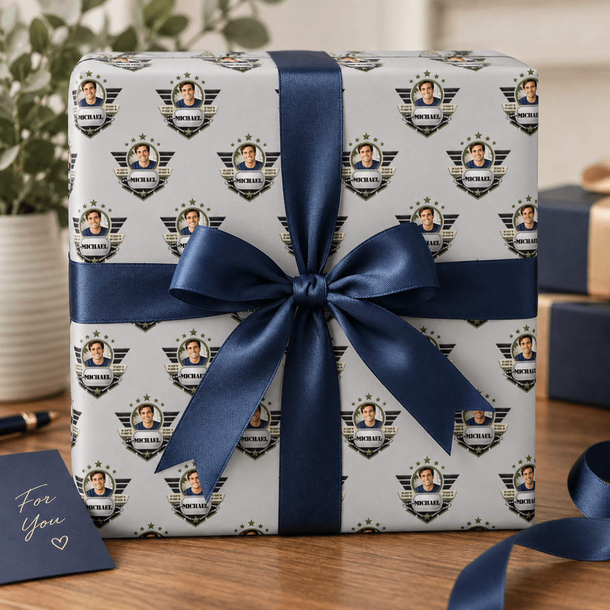 Personalized Service Identity Emblem Wrapping Paper | Custom Gift Wrap - London Penny Gift Wrap