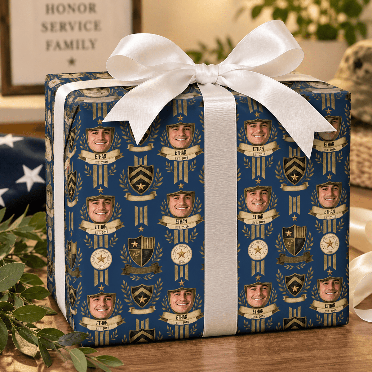 Personalized Classic Regimental Crest Wrapping Paper | Custom Gift Wrap - London Penny Gift Wrap