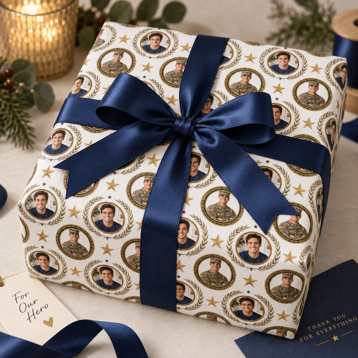 Personalized Distinguished Service Pattern Wrapping Paper | Custom Gift Wrap - London Penny Gift Wrap
