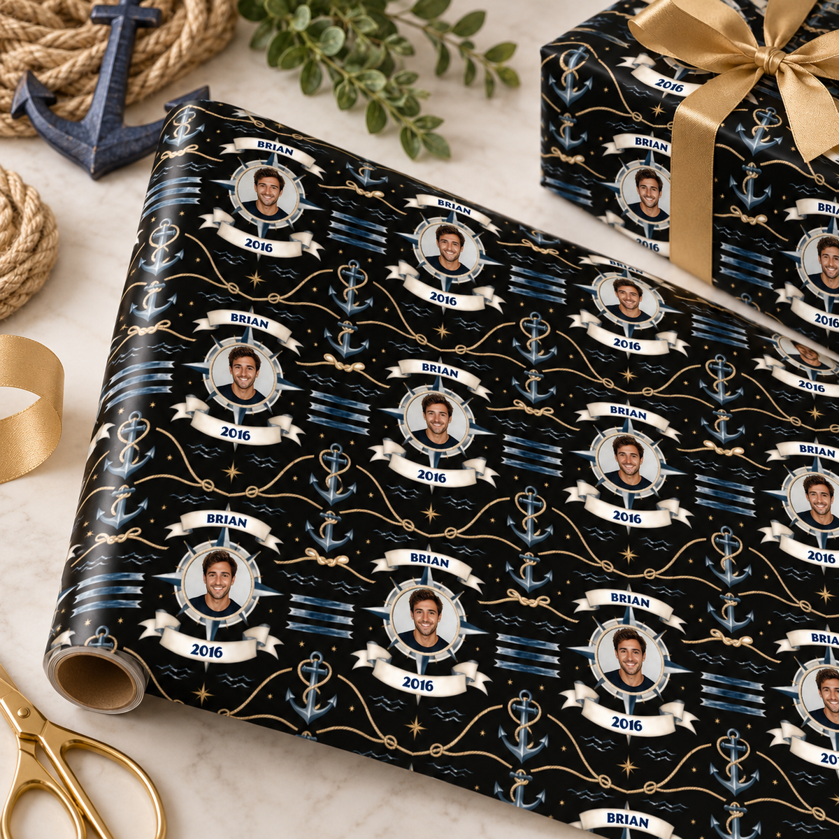 Personalized Compass & Family Legacy Wrapping Paper | Custom Gift Wrap