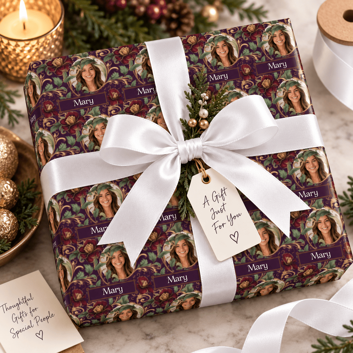 Personalized Garnet Garden Wrapping Paper | Custom Gift Wrap - London Penny Gift Wrap