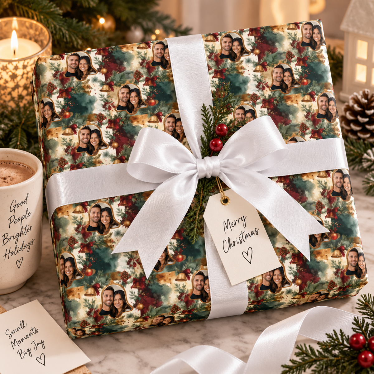 Personalized Holiday Bells Wrapping Paper | Custom Gift Wrap