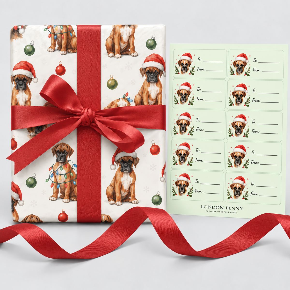 Boxer Bliss Complete Gift Wrap Bundle | Wrap, Ribbon & Gift Tags