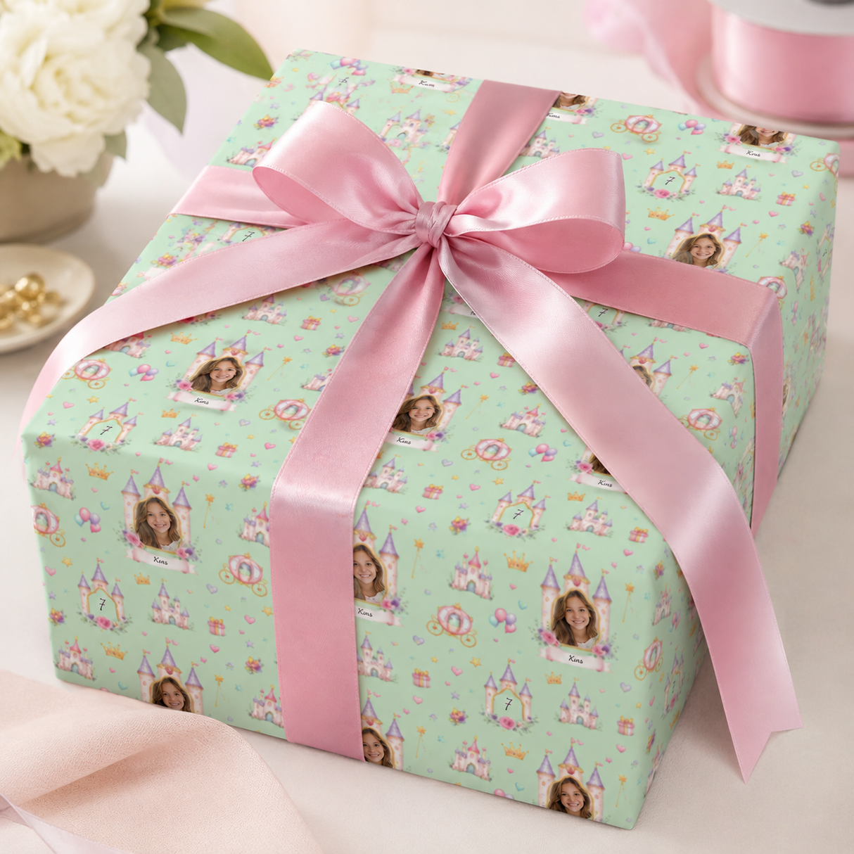 Personalized Princess Celebration Wrapping Paper | Custom Gift Wrap