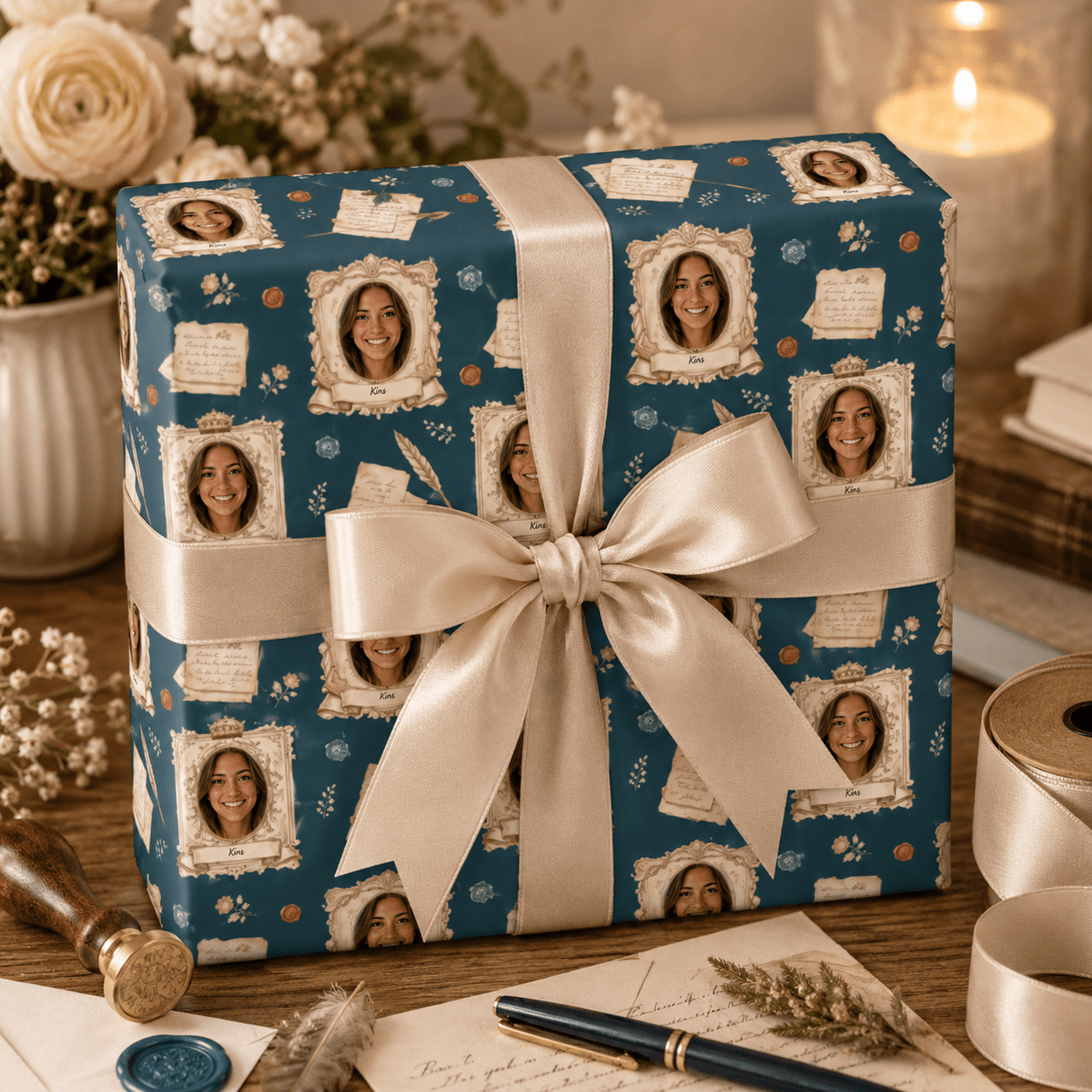 Personalized Vintage Letters Wrapping Paper | Custom Gift Wrap - London Penny Gift Wrap