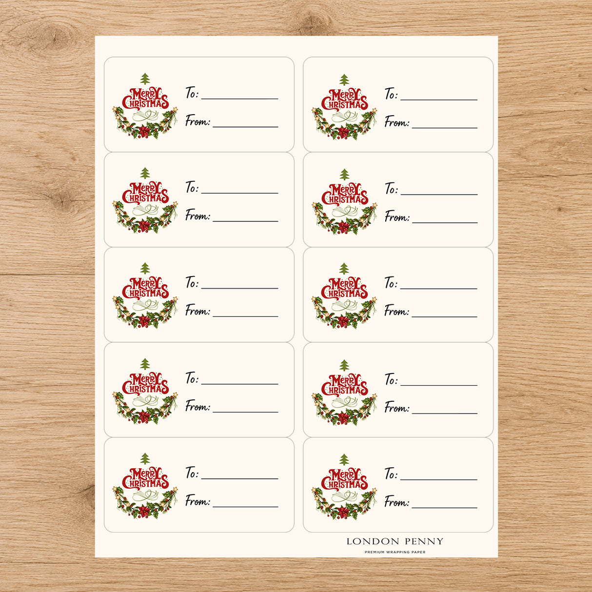 Classic Christmas Cheer Gift Tag Sticker Sheet