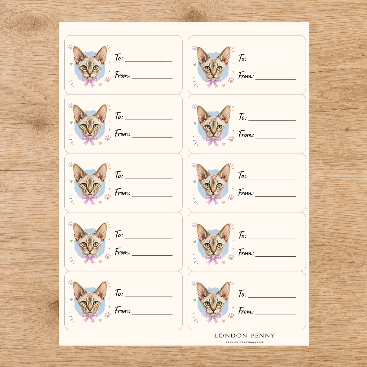 Devon Rex Purrfectly Yours Gift Tag Sticker Sheet