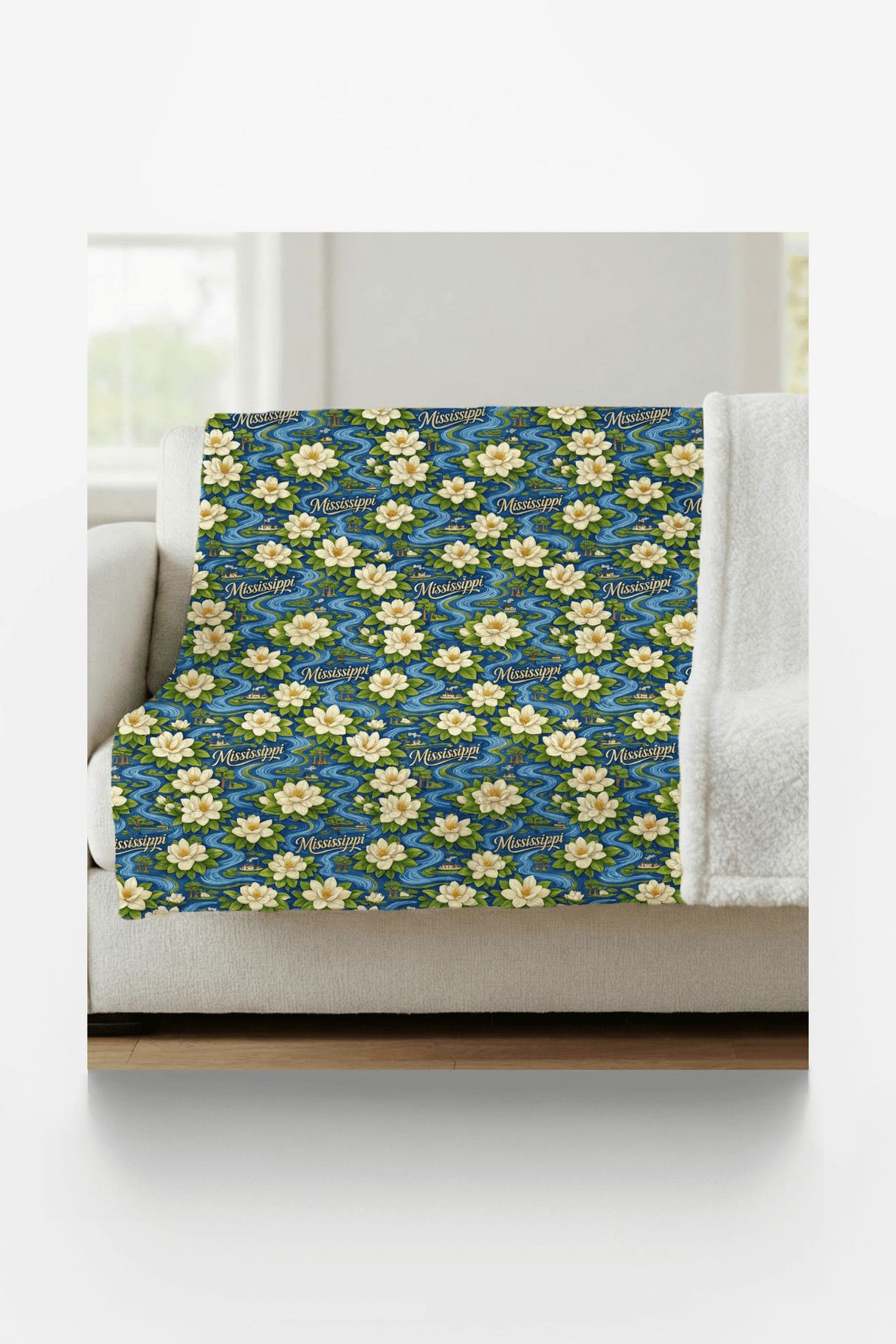 Mississippi River Magnolia Sherpa Blanket - London Penny Gift Wrap