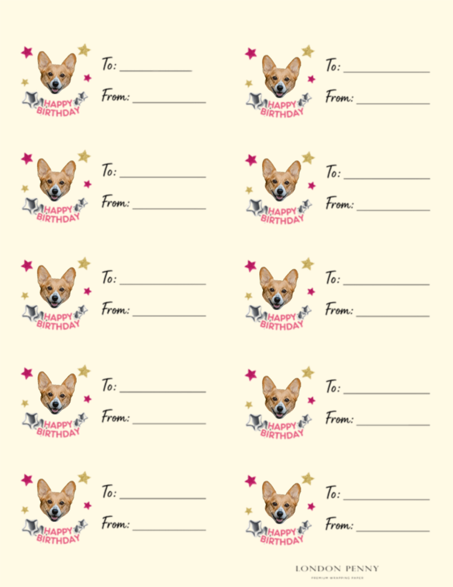 Personalized Happy Birthday To You Gift Tag Sticker Sheet - London Penny Gift Wrap