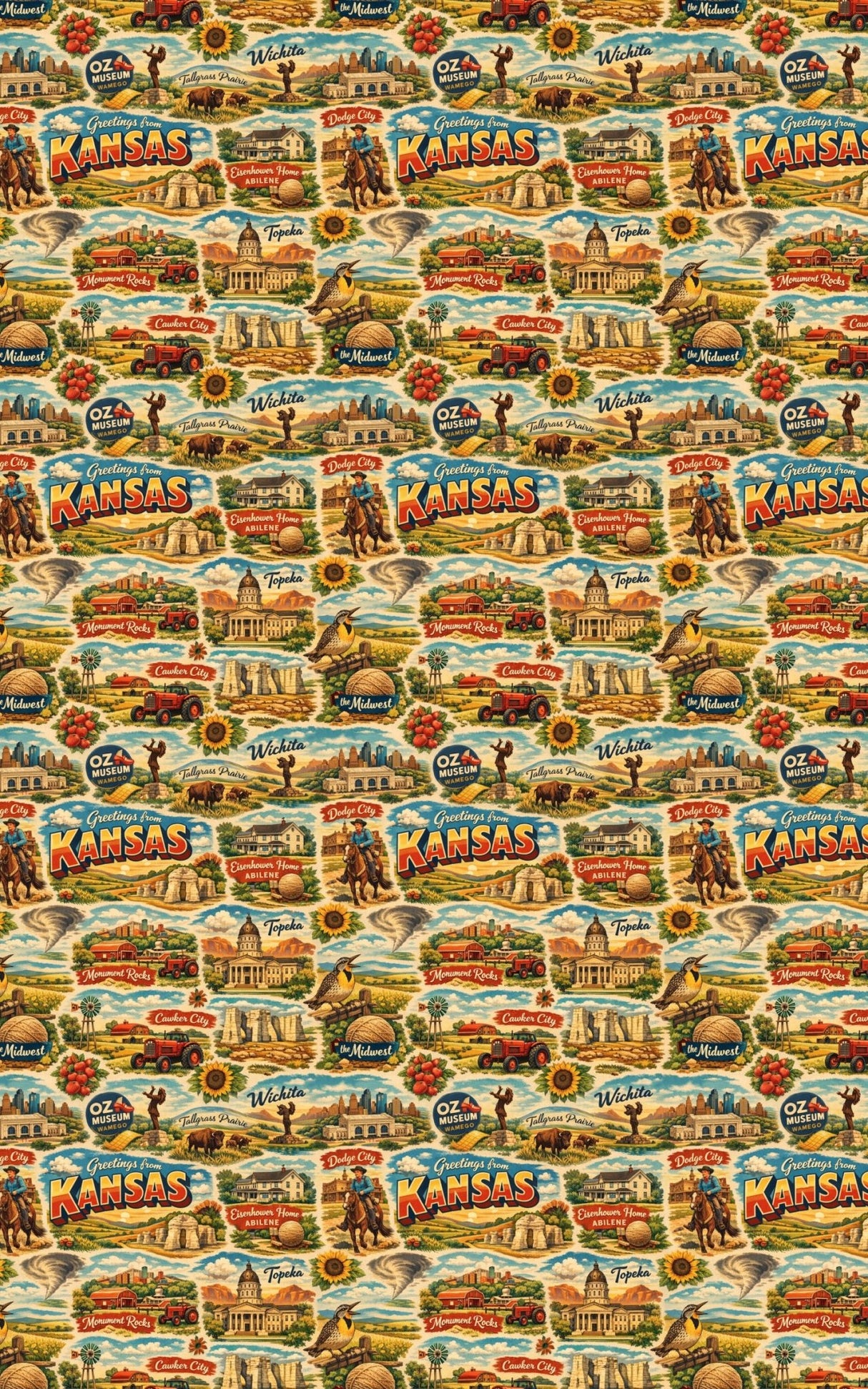 Kansas Postcard Memories - London Penny Gift Wrap
