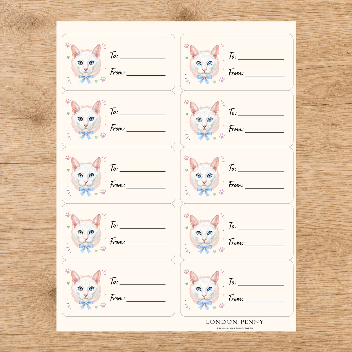 Khao Manee Purrfectly Yours Gift Tag Sticker Sheet